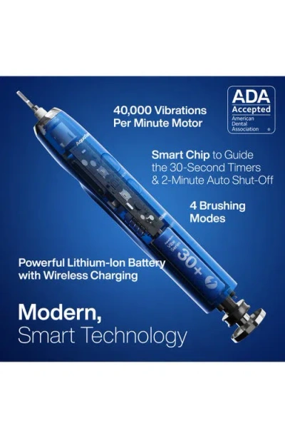 Aquasonic Vibe Series Charcoal Gray Ultrasonic Whitening Toothbrush With 8 Dupont Brush Heads & Trav In Sapphire Blue