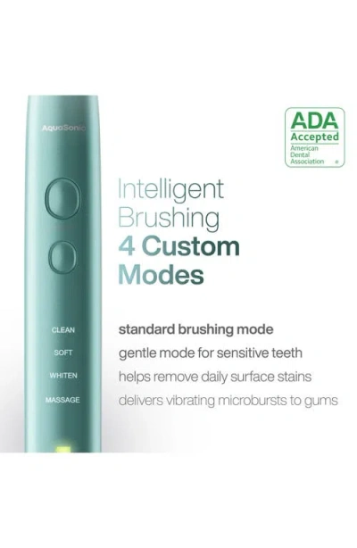 Aquasonic Vibe Series Charcoal Gray Ultrasonic Whitening Toothbrush With 8 Dupont Brush Heads & Trav In Mint Green