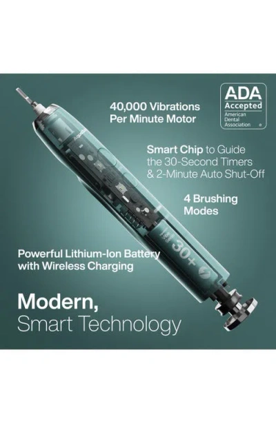 Aquasonic Vibe Series Charcoal Gray Ultrasonic Whitening Toothbrush With 8 Dupont Brush Heads & Trav In Mint Green