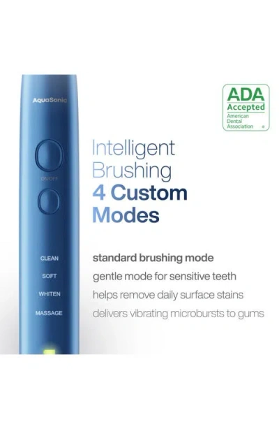 Aquasonic Vibe Series Charcoal Gray Ultrasonic Whitening Toothbrush With 8 Dupont Brush Heads & Trav In Sapphire Blue