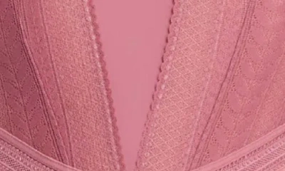 Montelle Intimates Rosaline Geometric Lace Bodysuit In Rose