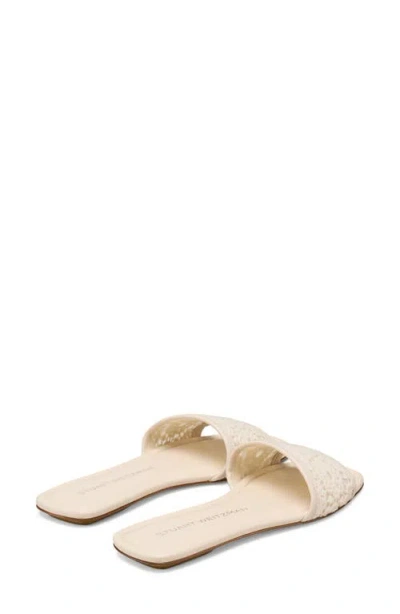 Stuart Weitzman Fia Cotton Flat Slide Sandals In Linen