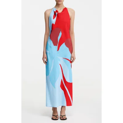 Significant Other Katy Abstract Floral Halter Neck Maxi Dress In Crimson Stencil