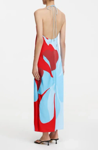 Significant Other Katy Abstract Floral Halter Neck Maxi Dress In Crimson Stencil