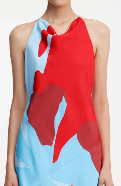 Significant Other Katy Abstract Floral Halter Neck Maxi Dress In Crimson Stencil