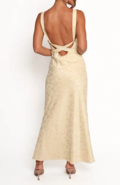 Petal And Pup Petal & Pup Malie Floral Jacquard Open Back Maxi Dress In Yellow