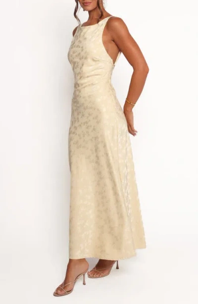 Petal And Pup Petal & Pup Malie Floral Jacquard Open Back Maxi Dress In Yellow