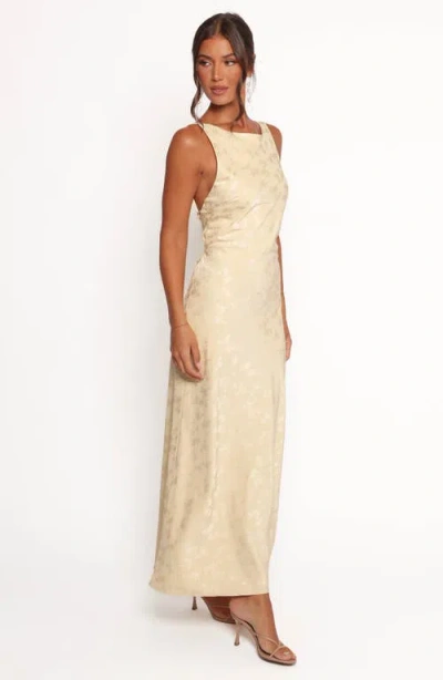 Petal And Pup Petal & Pup Malie Floral Jacquard Open Back Maxi Dress In Yellow