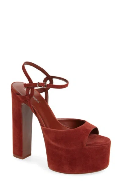 Jeffrey Campbell Ever Last Ankle Strap Platform Sandal In Dusty Red Suede