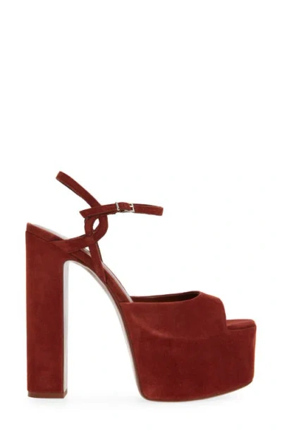 Jeffrey Campbell Ever Last Ankle Strap Platform Sandal In Dusty Red Suede