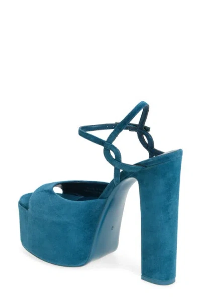 Jeffrey Campbell Ever Last Ankle Strap Platform Sandal In Turquoise Suede