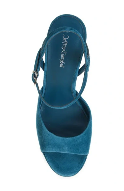Jeffrey Campbell Ever Last Ankle Strap Platform Sandal In Turquoise Suede