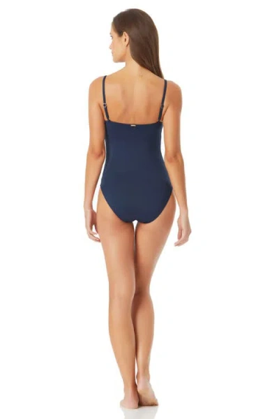 Anne Cole Live In Color Shirred Lingerie Maillot One Piece In Navy