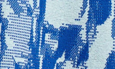 Misook Heritage-fit Floral Jacquard Knit Midi Skirt In Aegean Blue/aquatic