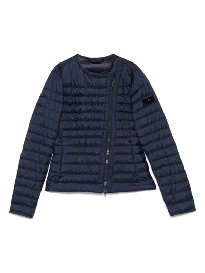 Peuterey Dalsi Down Jacket With Oblique Zip In Blue