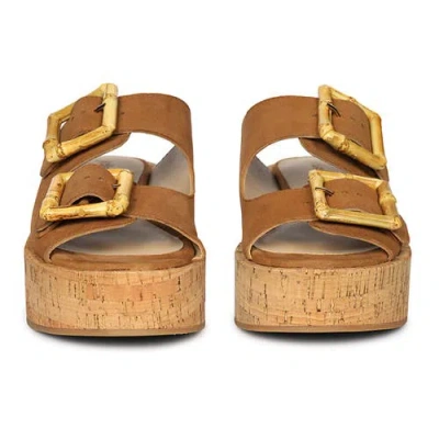 Jelavu Corkie Wedge Cork Sandals With Double Suede Strap In Cognac