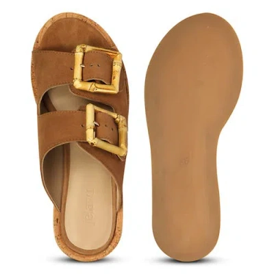 Jelavu Corkie Wedge Cork Sandals With Double Suede Strap In Cognac