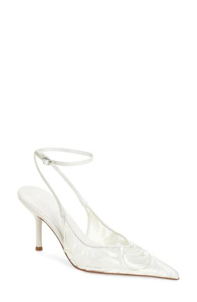 Jeffrey Campbell Exec Ankle Strap Pointed Toe Pump In Ivory