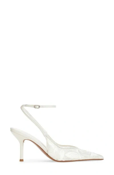 Jeffrey Campbell Exec Ankle Strap Pointed Toe Pump In Ivory