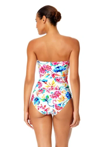 Anne Cole Twist Front Shirred One Piece In Watercolor Paisley