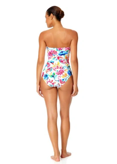 Anne Cole Twist Front Shirred One Piece In Watercolor Paisley