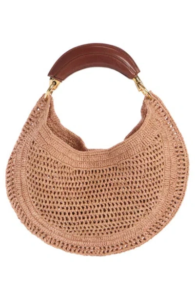 Chloé Chloe Women Antiqued Pink Raffia Banana Handbag In Summery Beige