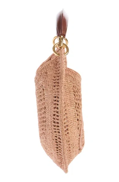 Chloé Chloe Women Antiqued Pink Raffia Banana Handbag In Summery Beige