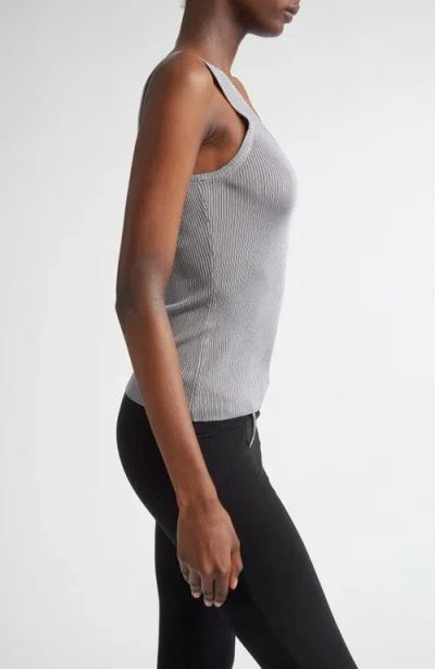Grace Ling Logo Tag Rib Column Tank In Steel