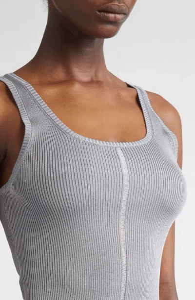 Grace Ling Logo Tag Rib Column Tank In Steel