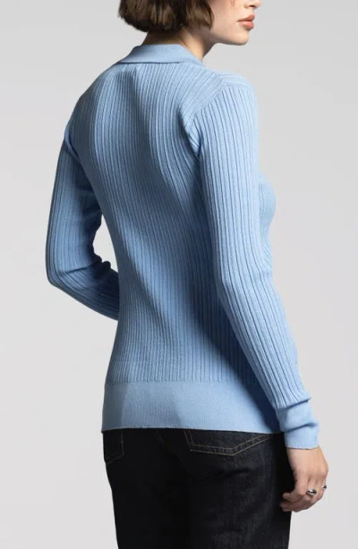 Weekend Los Angeles Allison Rib Button-up Top In Bright Blue
