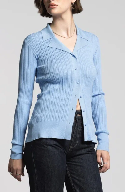 Weekend Los Angeles Allison Rib Button-up Top In Bright Blue