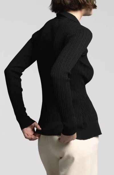 Weekend Los Angeles Allison Rib Button-up Top In Black