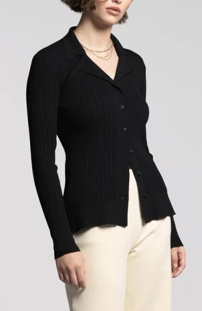 Weekend Los Angeles Allison Rib Button-up Top In Black