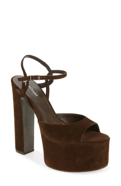 Jeffrey Campbell Ever Last Ankle Strap Platform Sandal In Espresso Suede