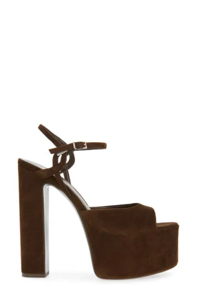 Jeffrey Campbell Ever Last Ankle Strap Platform Sandal In Espresso Suede