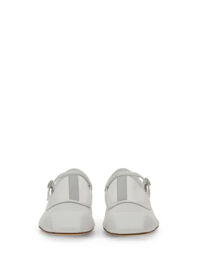 Aeyde Round Toe Ballerina Shoes With Contrast Piping In White