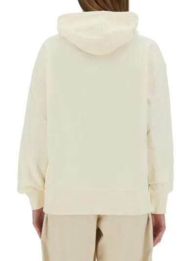 Msgm Relaxed-fit Sweatshirt With Brushed Logo In Beige