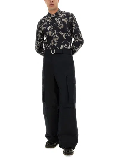Shop Versace Jeans Couture Baroque Outline Print Shirt In Black