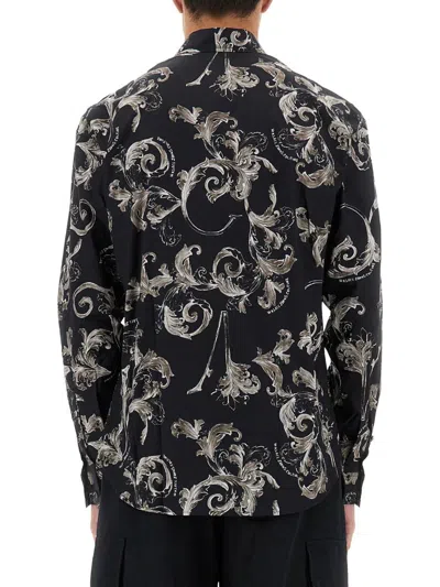 Shop Versace Jeans Couture Baroque Outline Print Shirt In Black