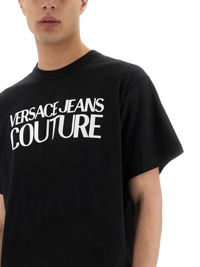 Shop Versace Jeans Couture T-shirt With Logo In Black