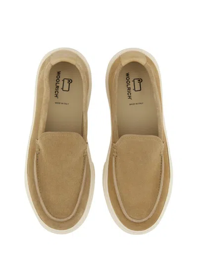 Woolrich Slip-on Reverse Suede Loafers In Beige