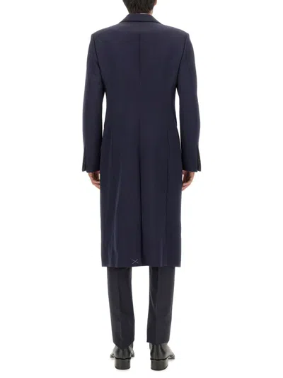 Alexander Mcqueen Tailored Wool Coat With Back Slit In Blue