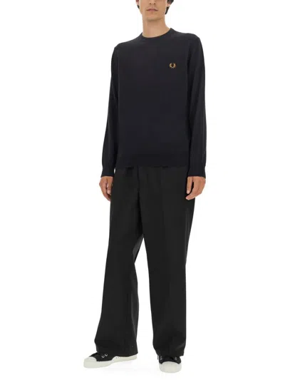 Fred Perry Mens Classic Crew Neck Jumper Nos In Blue