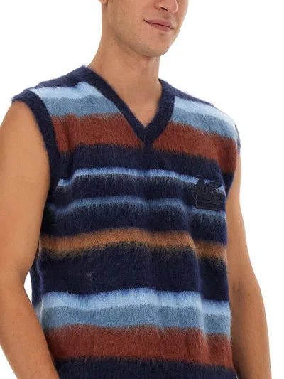 Etro Vest With Stripe Pattern In Blue