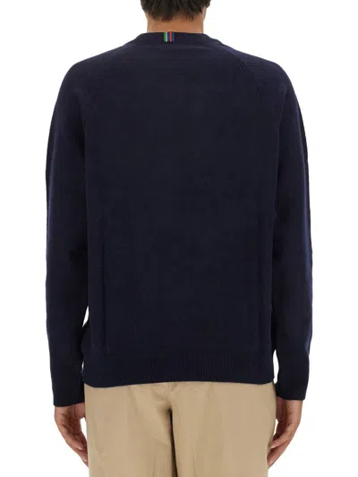 Ps By Paul Smith Ps Paul Smith Relaxed Fit Crew Neck Merino Wool Sweater In Blue