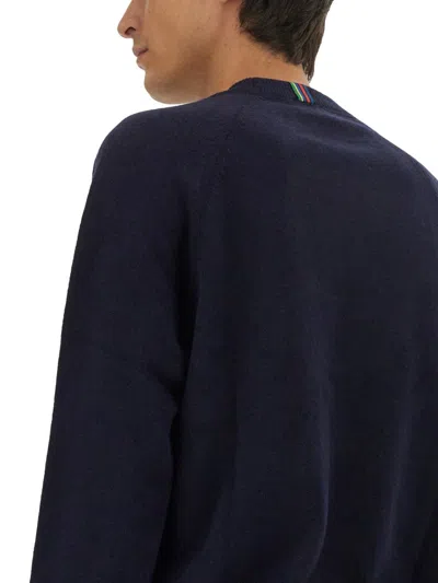 Ps By Paul Smith Ps Paul Smith Relaxed Fit Crew Neck Merino Wool Sweater In Blue