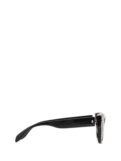 Alexander Mcqueen Angular Black Acetate Sunglasses With Glossy Finish In Black