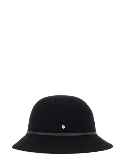 Helen Kaminski Wool Bucket Hat With Leather Trim In Black