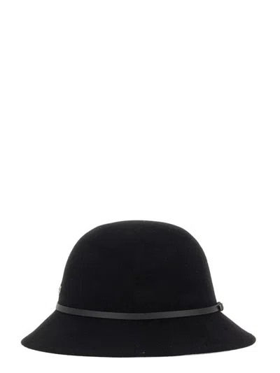 Helen Kaminski Wool Bucket Hat With Leather Trim In Black
