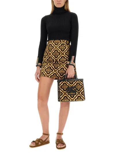 Etro Roll-neck Jacquard Sweater In Black